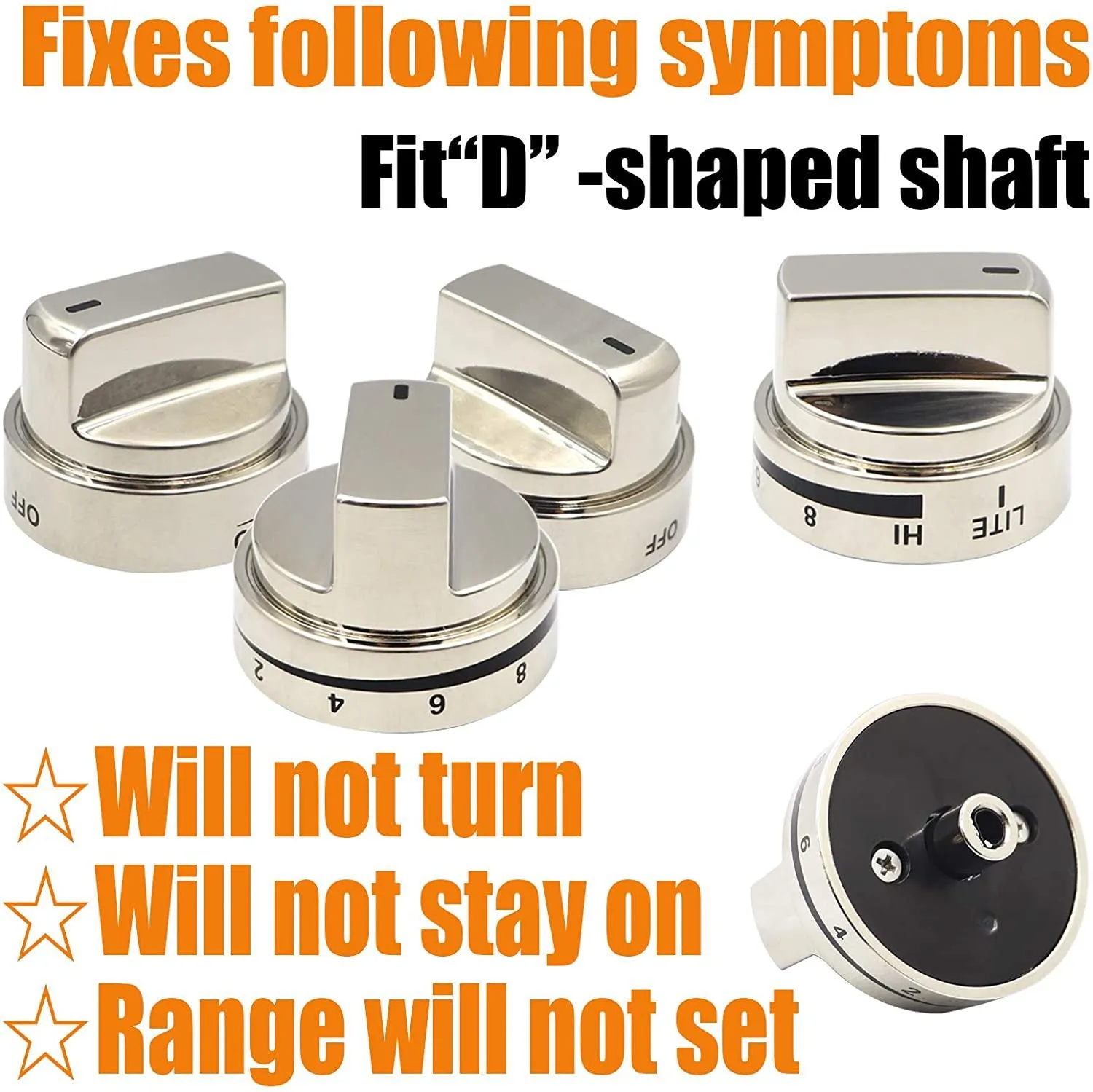 2 Pcs Silver AEZ73453509 Oven Stove Knob Assembly | Stainless Steel | Replacement for AEZ72909008 | Easy Install & Durable Upgrade