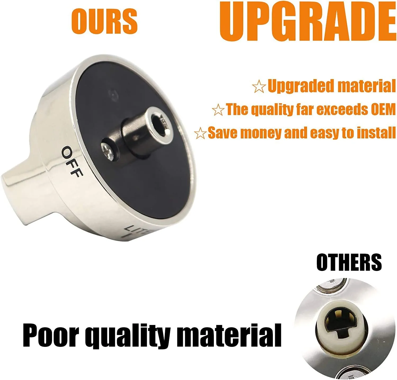 2 Pcs Silver AEZ73453509 Oven Stove Knob Assembly | Stainless Steel | Replacement for AEZ72909008 | Easy Install & Durable Upgrade