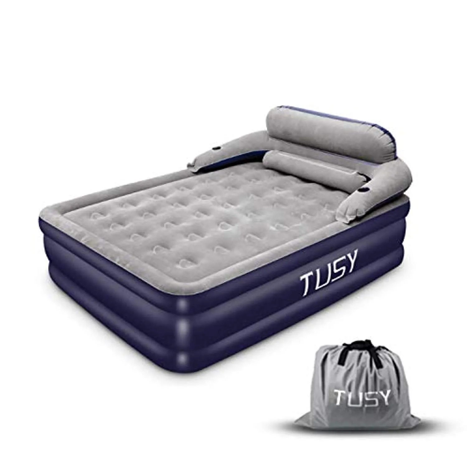 Air Mattress with Electric Pump,Detachable Three-Section Backrest Large No-Rolling