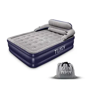 Air Mattress with Electric Pump,Detachable Three-Section Backrest Large No-Rolling
