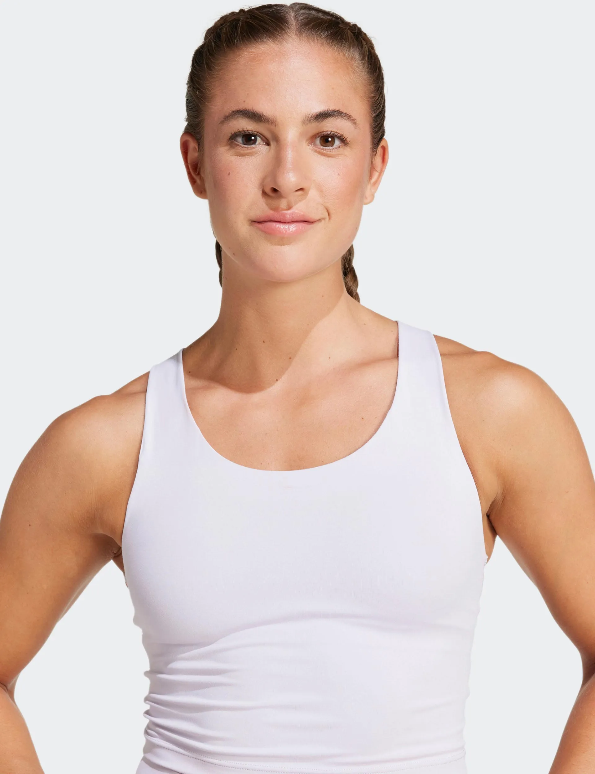 All Me Medium-Support Long Line Bra Tank Top - Silver Dawn