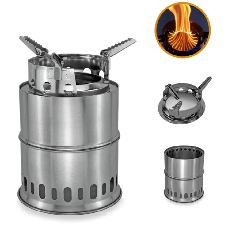 APG Camping Wood Stove Split Portable Gas Stainless Steel Gas Firewood Burners Backpacking Furnace