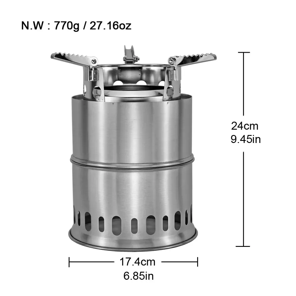 APG Camping Wood Stove Split Portable Gas Stainless Steel Gas Firewood Burners Backpacking Furnace