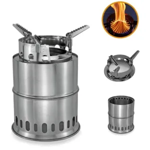 APG Camping Wood Stove Split Portable Gas Stainless Steel Gas Firewood Burners Backpacking Furnace