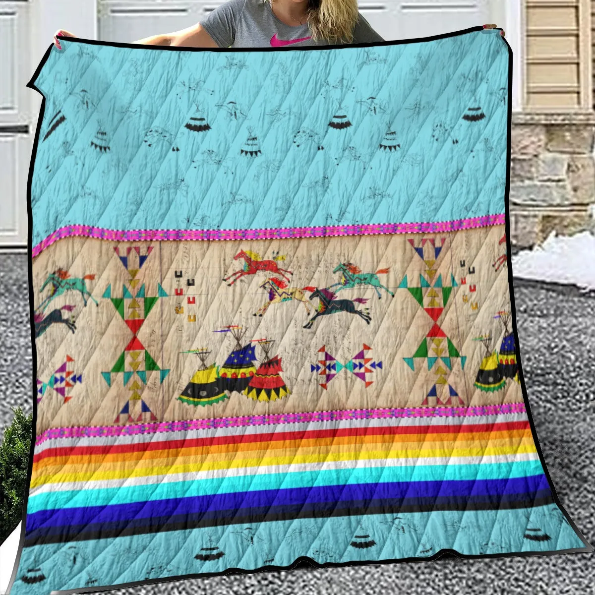 Horses Running Sky 2 Lightweight Quilt