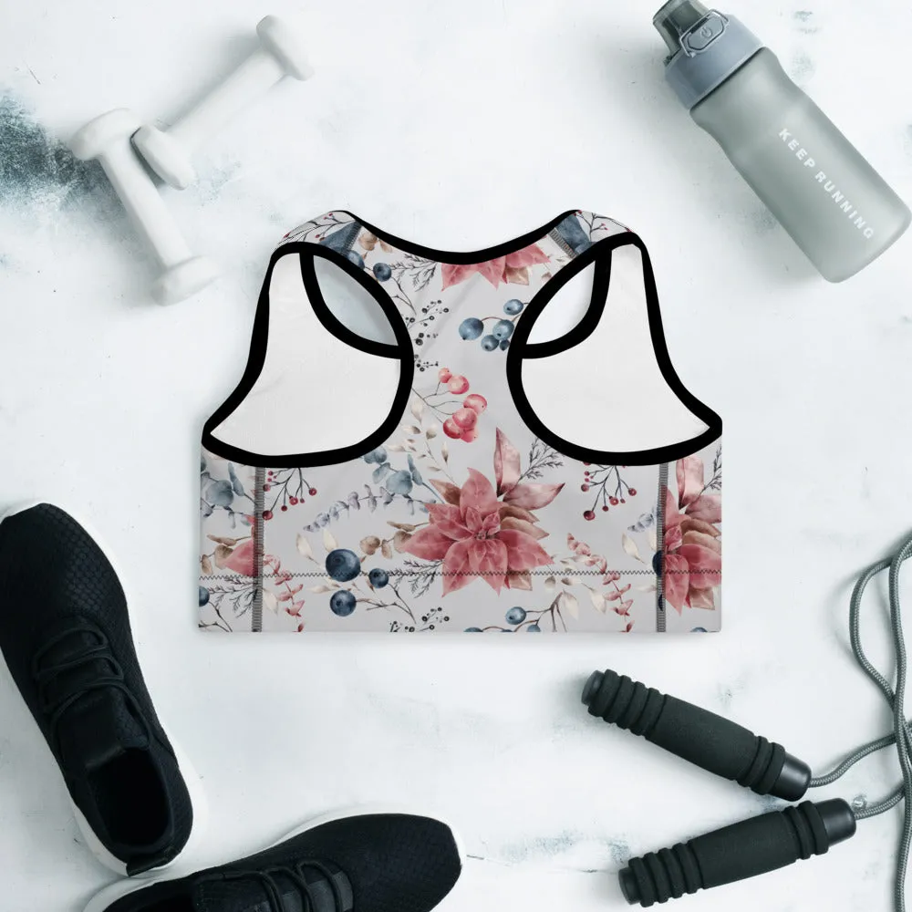 Light Winter Pattern Padded Sports Bra
