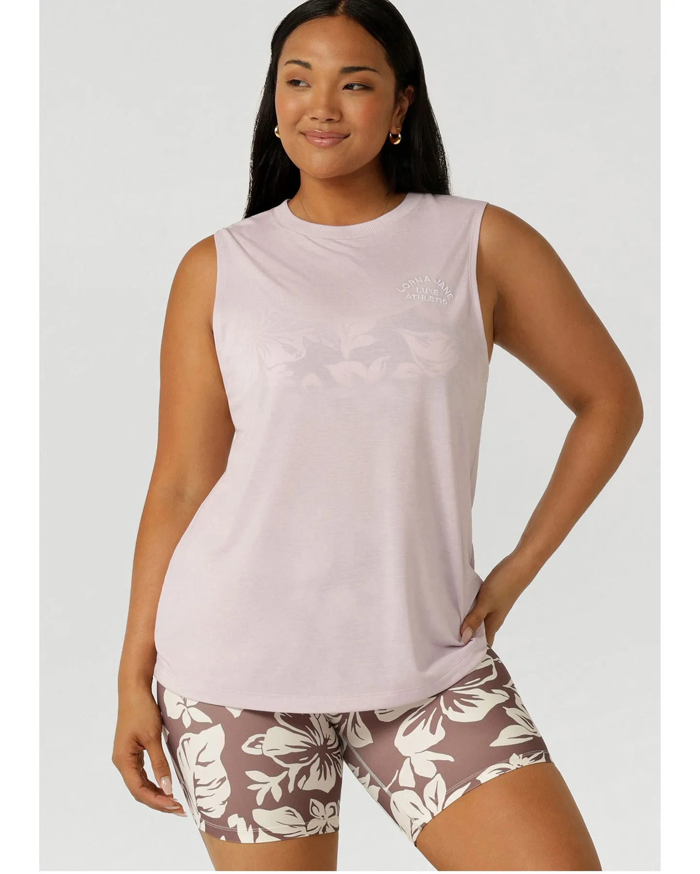 Lorna Jane Lotus Muscle Tank - Pale Orchid Lilac