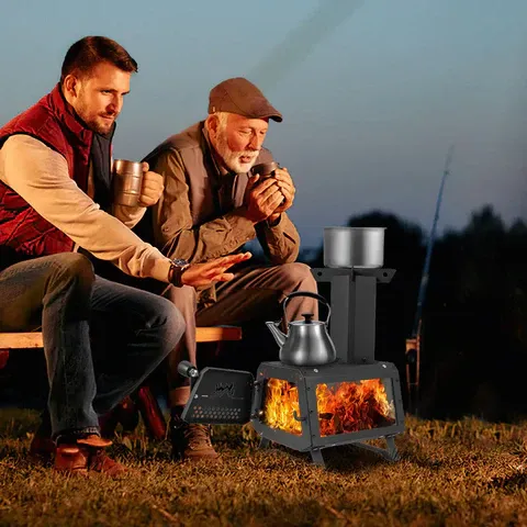 Portable Wood Burning Camping Cooking Heater Stove
