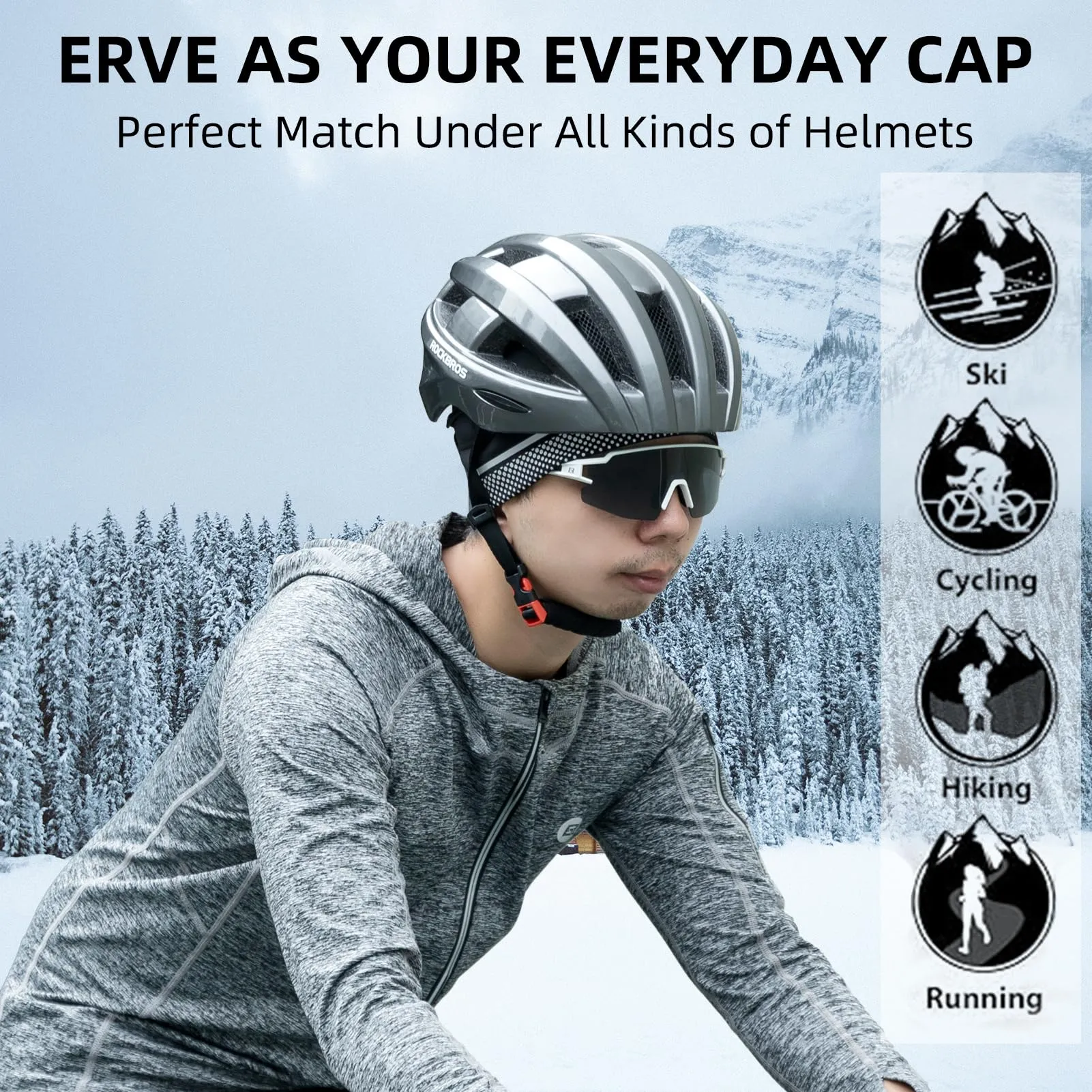 ROCKBROS Thermal Skull Cap Winter Hat for Men  Women, Ear Warmers Helmet Liner