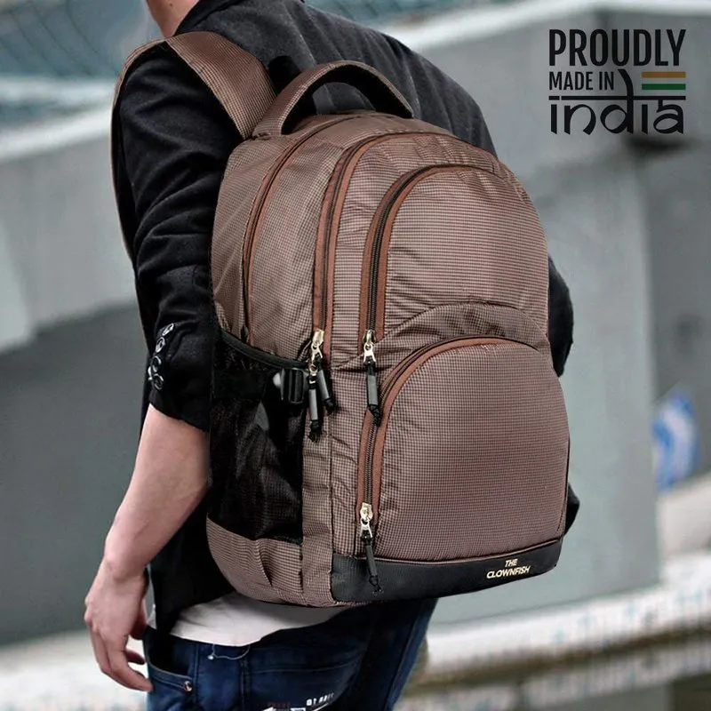 THE CLOWNFISH 30 Ltrs Peanut Brown Laptop Backpack - Durable, Spacious Storage | Ideal for Travel & Work | 15.6 inch | Brown