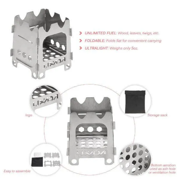 Titanium Portable Ultralight Folding Wood Stove