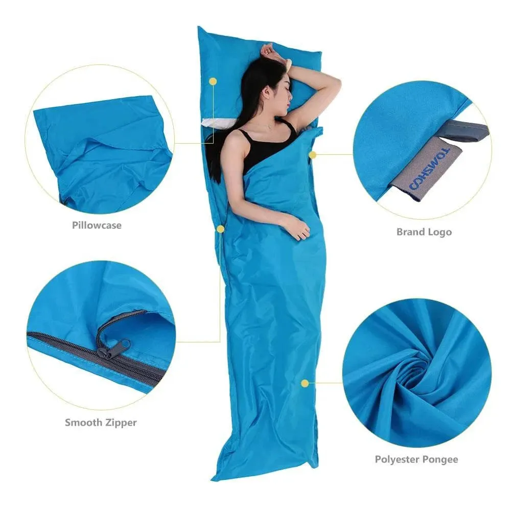 TOMSHOO 75*210CM Outdoor Sleeping Bag Lightweight Camping Hiking Travel Bag Liner  Portable Folding Sleeping Bag with Pillowcase