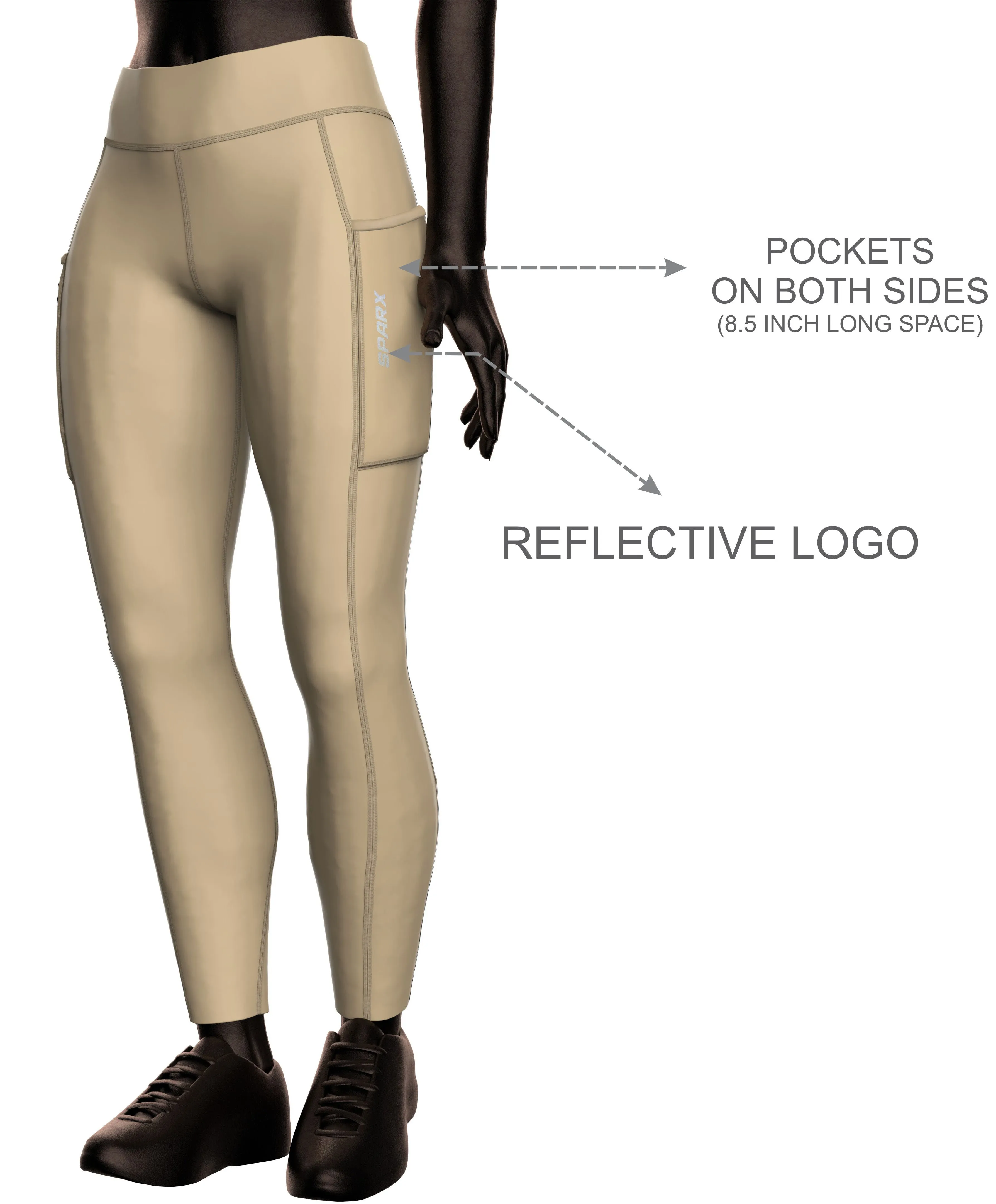 Women Beige Running Tights