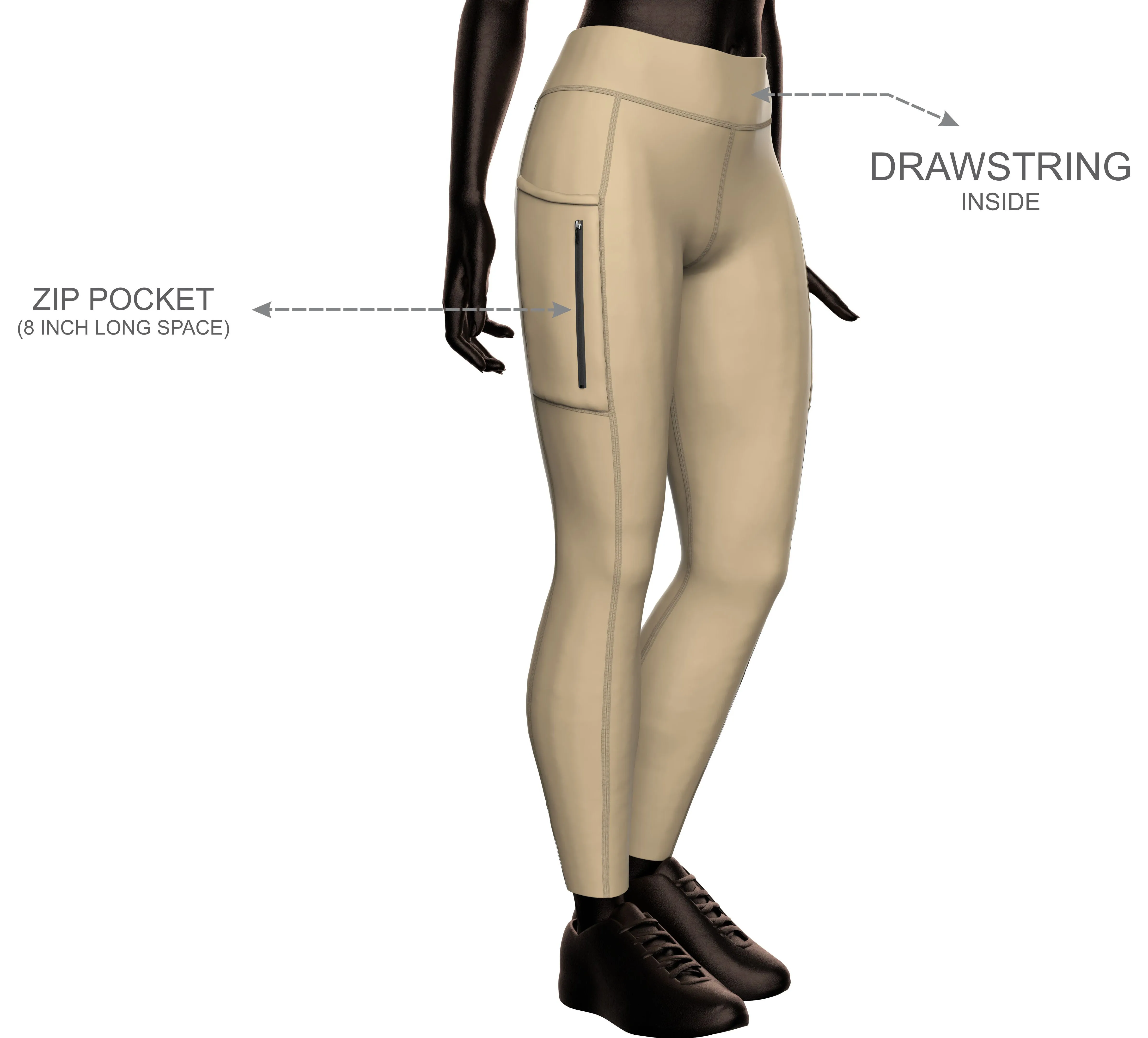 Women Beige Running Tights